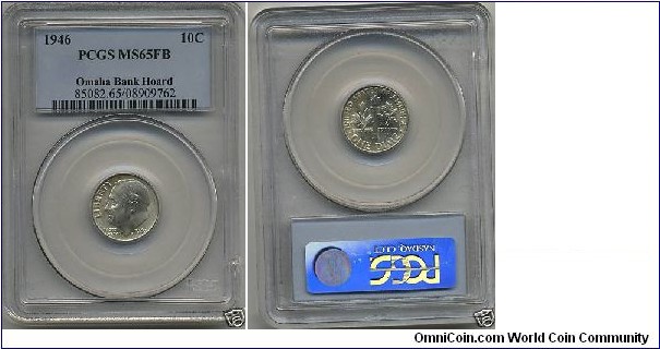 Roosevelt Dime MS65FB - full bands designates the bands on the reverse and characterizes a strong strike