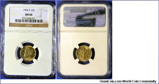 Roosevelt Dime San Francisco Mint MS66 NGC certified - purchased at local coin club meeting