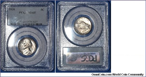 Jefferson Nickel certified by PCGS MS65