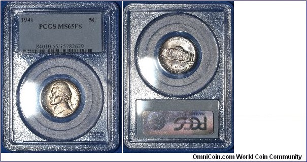 Jefferson Nickel MS65FS - full steps certified by PCGS