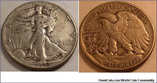 1944 Walking liberty half dollar