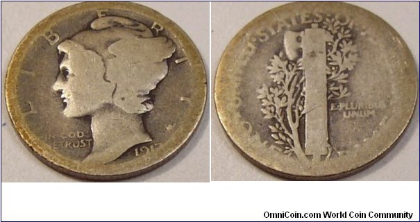 1917 Mercury Dime