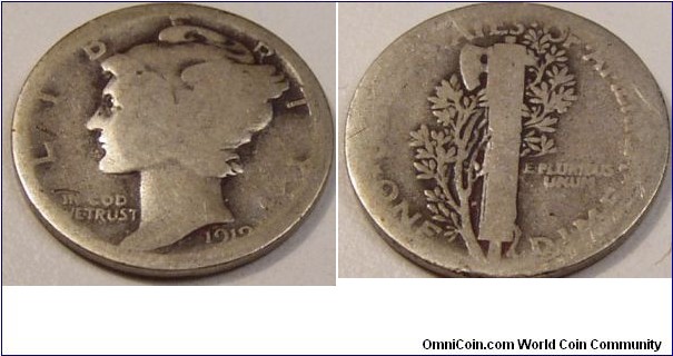 1919 Mercury Dime