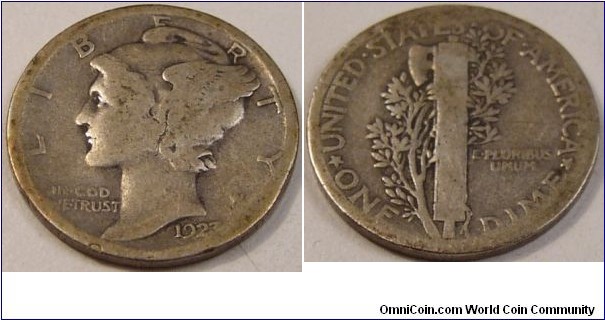 1923 Mercury Dime