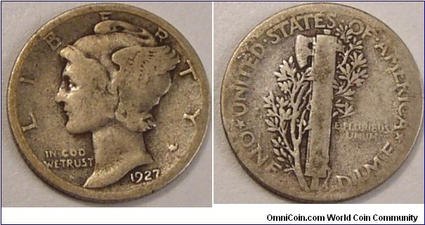 1927 Mercury Dime