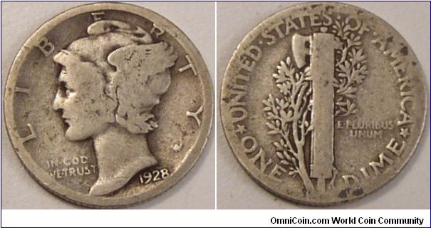 1928 Mercury Dime