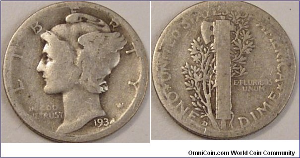 1934 D Mercury Dime