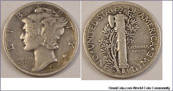 1936 D Mercury Dime