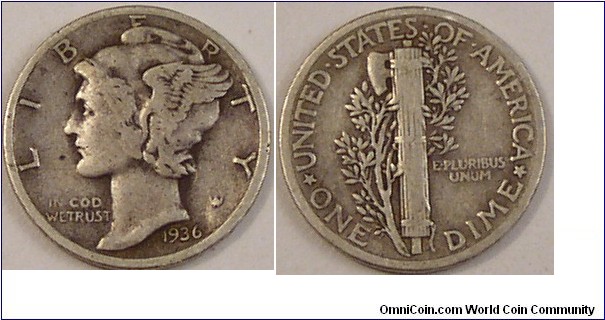 1936 Mercury Dime