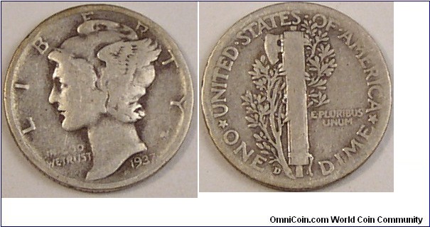 1937 D Mercury Dime