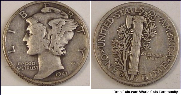 1941 D Mercury Dime