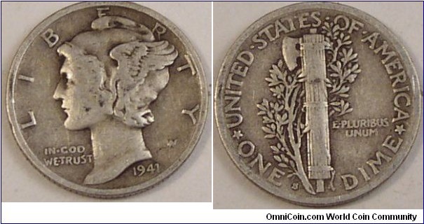 1941 S Mercury Dime