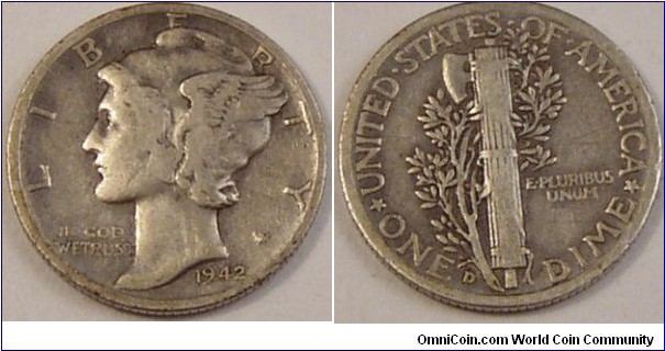 1942 D Mercury Dime