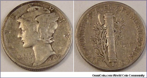 1942 Mercury Dime