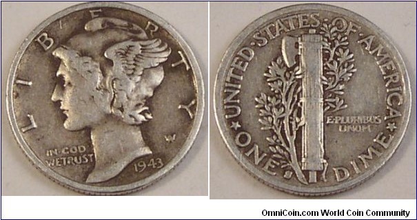 1943 S Mercury Dime