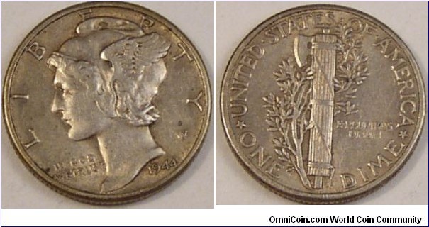 1944 Mercury Dime