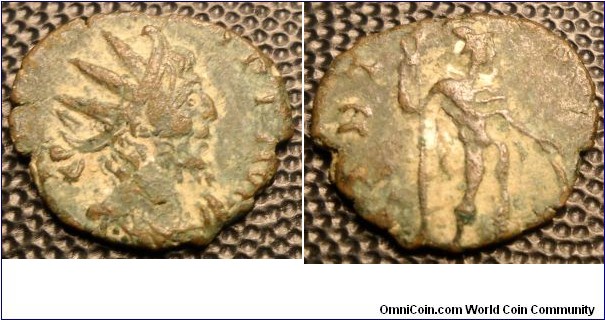 BARBAROUS Victorinus AE Antoninianus. IMP C VICTORINVS P F AVG, radiate cuirassed bust right / VIRTVS AVG, Virtus standing right, holding spear and shield.