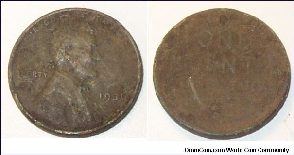 1936 Wheat cent metal detector find. 