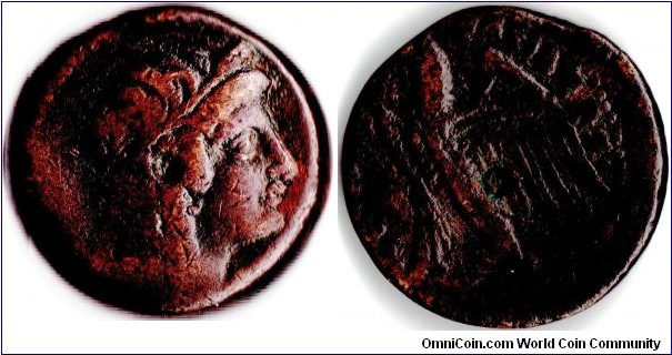 Cleopatra I (depicted as Isis) copper drachm circa 180 bc. Cleopatra I was wife of Ptolemy V and daughter of Antiochus III, the Seleuchid King of Syria.