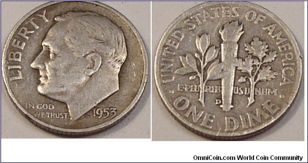 1953 D Dime metal detecting find. Did scratch it a little digging. 