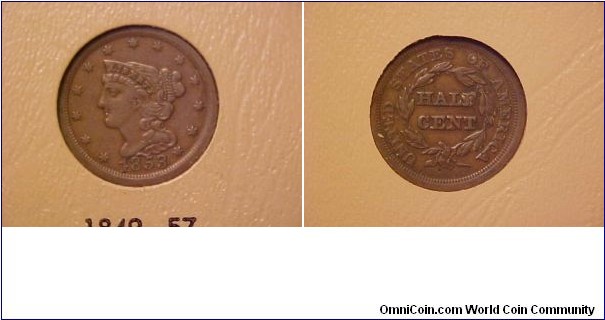 A nice VF example of the braided hair half cent, the last half cent design minted by the United States.