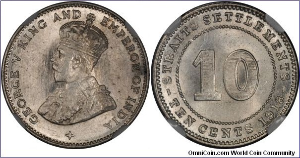 Straits Settlements 10 cents