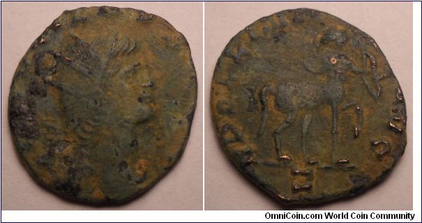 RIC 163, Z	Gallienus, Antoninianus. Sole reign. Rome mint. GALLIENVS AVG, radiate head right / APOLLINI CONS AVG, Centaur walking right, drawing bow. Officina letter Z below. RIC V-1, 163; RSC 72; Sear5 10177.19mm 1.8gms