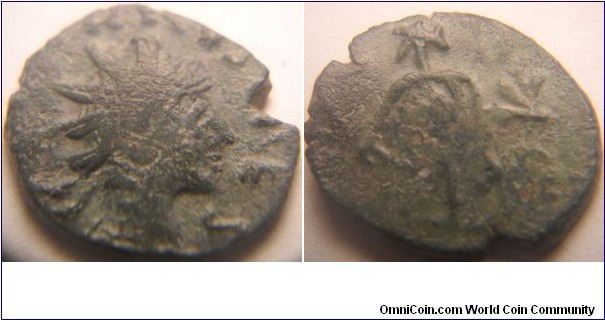 Tetricus II AE Antoninianus. *Barbaric Imitation*, unofficial mint. 251-253 AD. C PIV TETRICVS PF AV (!), radiate, draped and cuirassed bust right / HPE PVBLICA, Spes walking left holding flower in right and raising hem of robe. Ancient imitation of RIC 272, Cohen 97; Sear5 11294