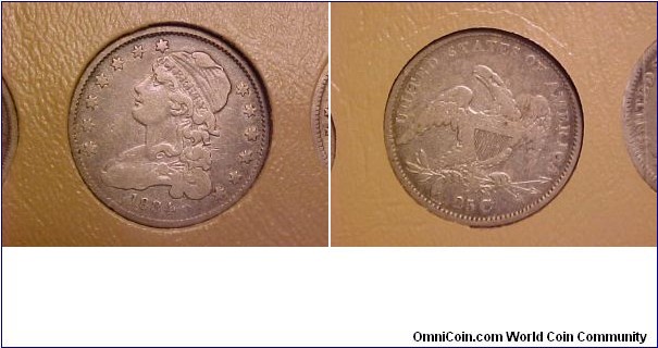 A nice 1834 Bust quarter for the type set.