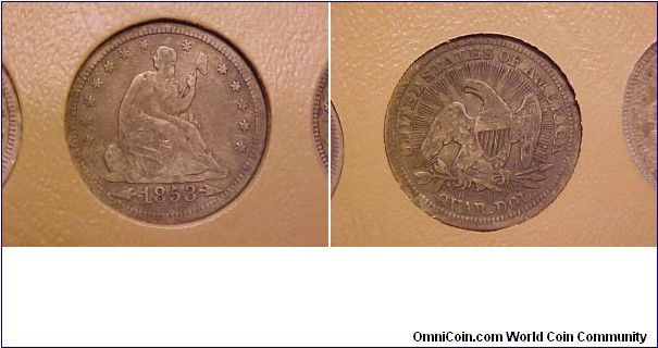 A nice seated Liberty quarter with arrows and rays from the type set.  A beautiful reverse design!