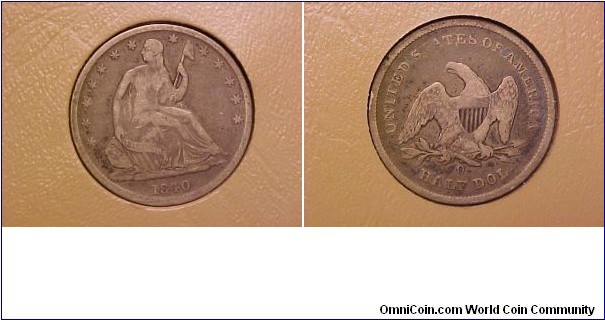 A no motto Liberty seated half dollar from the type set.  This one was minted in New Orleans.