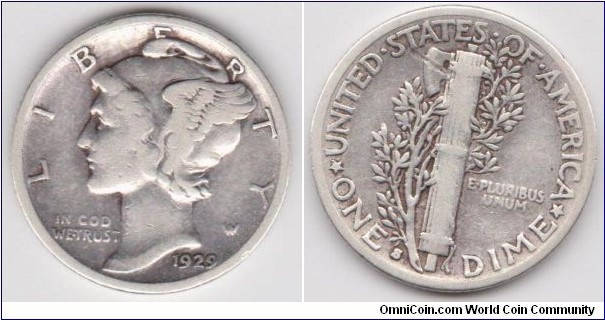 1929S 10C Mercury Dime