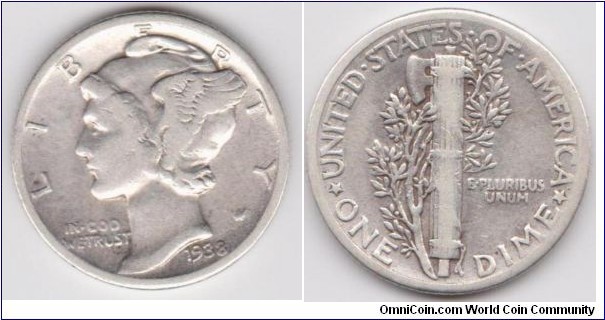 1938 10C Mercury Dime