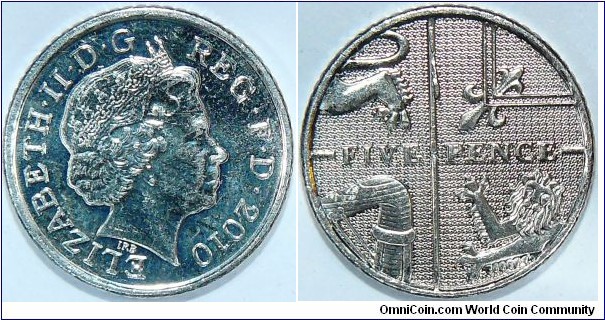 Elizabeth II Five pence with cud on reverse (Found in change)