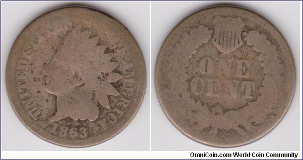 1863 Indian Head Cent