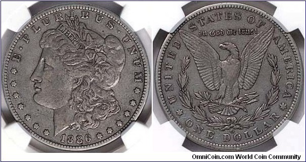 1886 O Morgan Silver Dollar