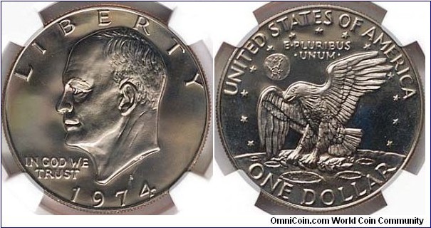 1974 S Clad EISENHOWER DOLLAR PF67 Cameo