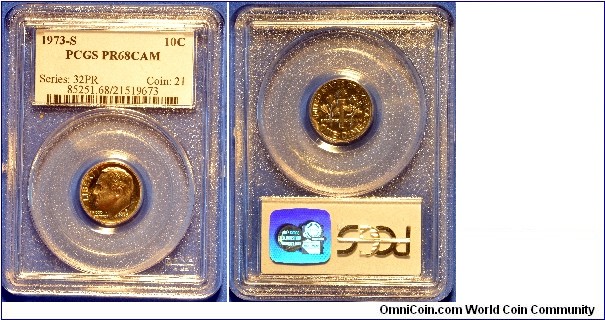 1973S Roosevelt Dime PR68CAM certified by PCGS