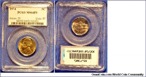 1974 MS64FS Jefferson Nickel - PCGS