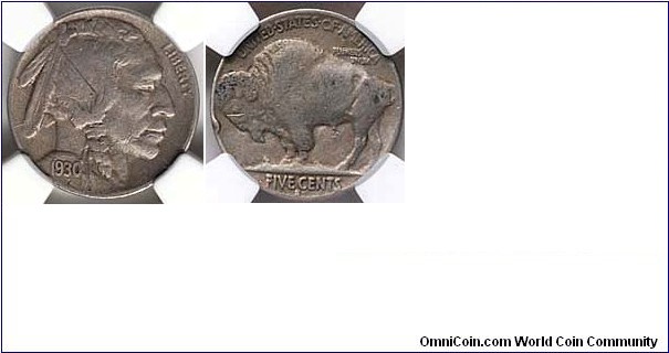 1930 S Buffalo Nickel 5C 