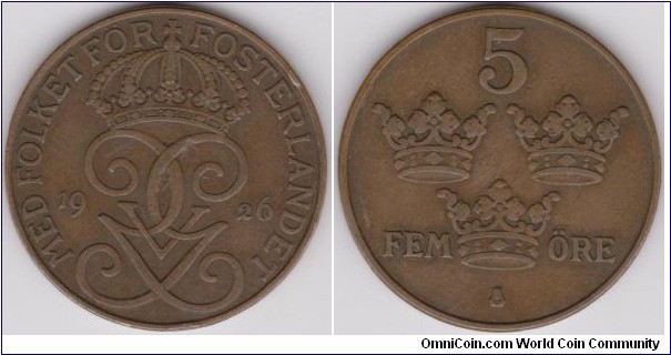 1926 Sweden 5 Öre 