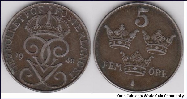 1948 Sweden 5 Öre 