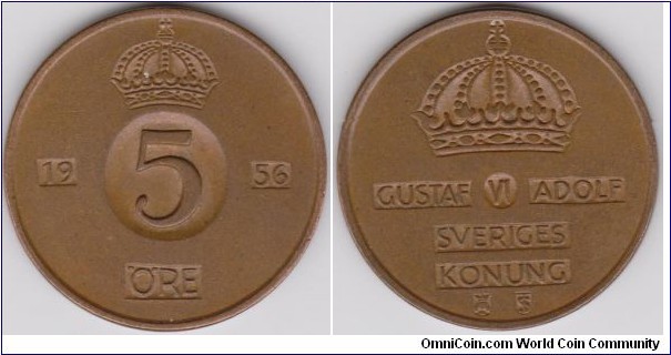 1956 Sweden 5 Öre 