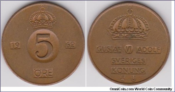 1962 Sweden 5 Öre 