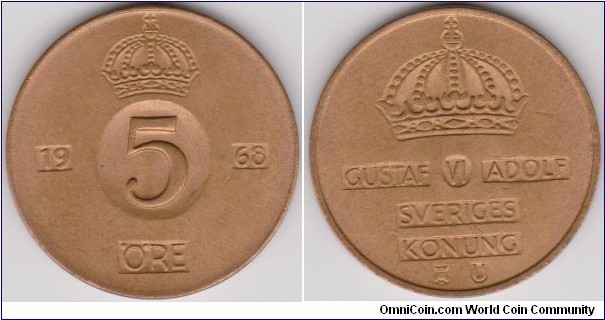 1968 Sweden 5 Öre