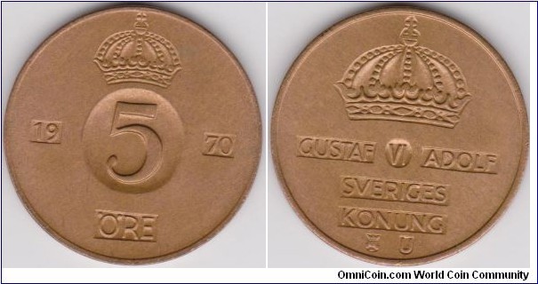 1970 Sweden 5 Öre