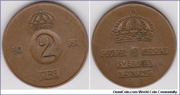 1952 Sweden 2 Öre 