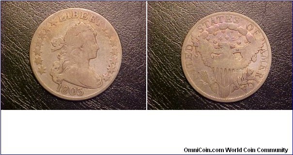 Here is my second example of this die marriage, 1803 bust halves are not easy to find, so when I see one I tend to grab it!  This one is only a VG, the other is a VF, but this one has some interesting toning.