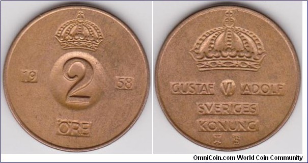 1958 Sweden 2 Öre 