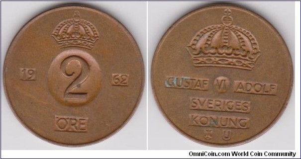 1962 Sweden 2 Öre 